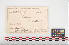 Etikett zu Bronzetutulusscheibenfibel (NHMW-PRAE-025943)
